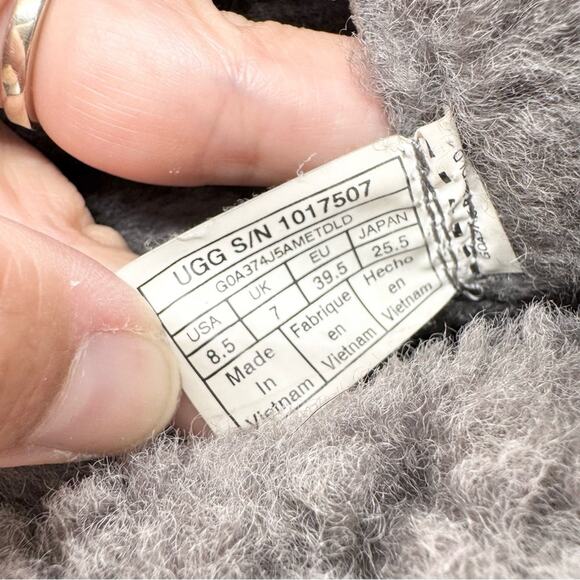 UGG Daney Lace Up Shearling Sheepskin Suede High Top Combat Boots Grey Size 8.5 - Picture 11 of 13